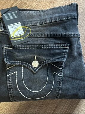 True Religion men's grey gloomy wash Slim Jeans T flap